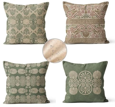 Outdoor Kissen Nordisch Kissenbezug 50x50 cm Kopfkissen 4er Set Sofakissen Wetterfest Kissenhülle Dekokissen Boho Kissenbezüge Quadratische Leinen Couch Zierkissen für Gartenmöbel Zuhause Dekor F576