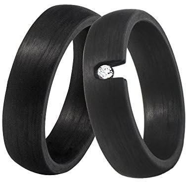 DOOSTI Ehering/Partnerring/Trauring aus Carbon - Damen und Herren Variante - Mit Gratis Wunschgravur