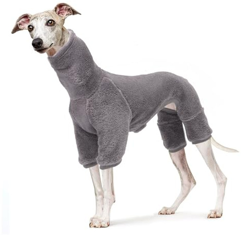babepet Flauschiger Samtmantel für Windhunde, vierbeinige Whippet-Kleidung, Fleece-Schlafanzug, winddichter Rollkragen-Hunde-Jumpsuit, super warmer Winterpullover für Whippet, Windhunde, Lurcher