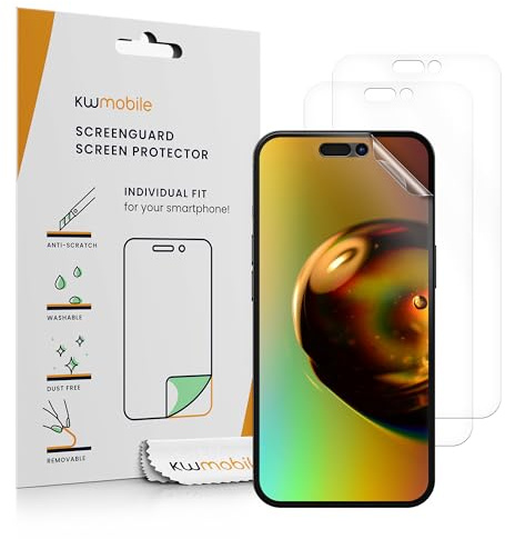 kwmobile 3X Displayschutzfolie kompatibel mit Apple iPhone 16 Folie - klare Schutzfolien Set in transparent