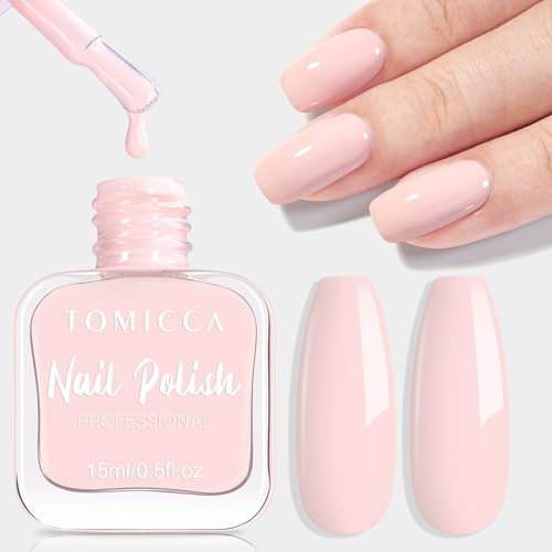 TOMICCA Hellrosa Nagellack, 15ml Glänzend Schnelltrocknender Langanhaltender, Abziehbar auf Wasserbasis Nagellack für DIY Nail Art Maniküre