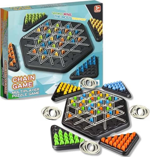 Sprifityy Triggle-Spiel,Dreiecksschachbrett Strategie Brettspiel,Lustiges Ketten-Dreieck-Spiel, Desktop Brettspiel, interaktives Steckspiel,Ideal für Familientreffen für Kinder und Erwachsene