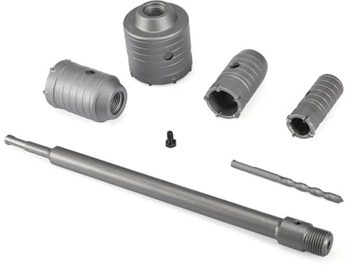 Gedlex Trocken Beton Kernbohrer, Lochsäge 68mm 50mm 40mm 30mm, M22 Bohrkrone Steckdose mit 330mm Rundgriff SDS Plus Schaft, für Betonziegel, Zement, Steinwand