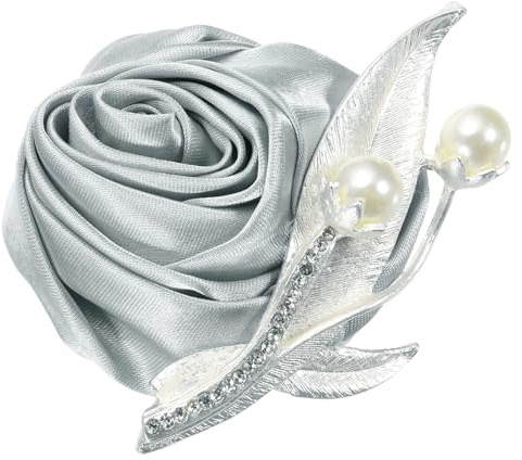 sourcing map Boutonnieres for Men/Women, Light Grey Groom Corsage Artificial Flower with Mount Pin for Wedding Decoration, Ceremony, Prom, Homecoming