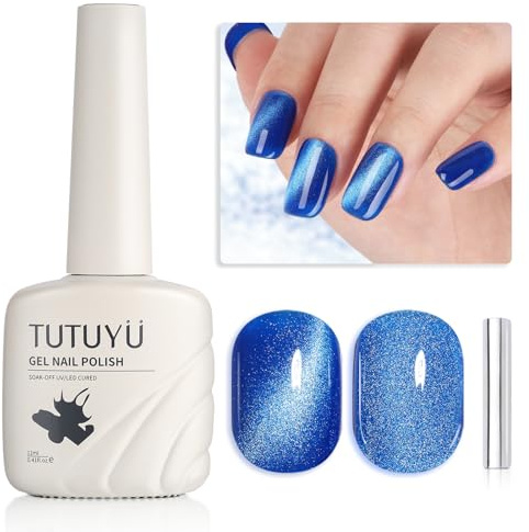 TUTUYU Smalto gel occhi di gatto blu – perfetto per fai da te a casa e regalo per gli amanti delle nail art