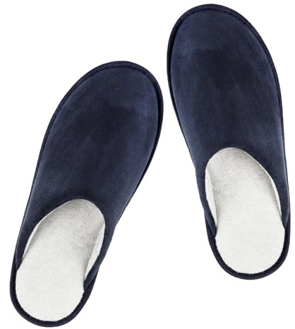 riemot Zapatillas Casa Hombre con Forro de Algodón Pantuflas Verano de Hombre Cómodo Suave Antideslizante Azul Marino 42-43 EU