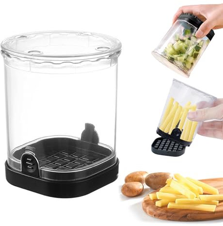 xiruiubao Taglia Patate, Tagliapatate per Patate Fritte a Taglio Rapido, Multifunzione Taglia Verdure Manuale con Griglia di Taglio in Acciaio Inox per Cipolla Carota Patata Cetrioli Frutta (Nero)