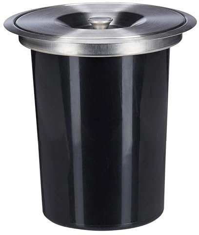 Well Home - Poubelle intégrée dans les plans de travail, avec couvercle en acier inoxydable de 8 l, noir