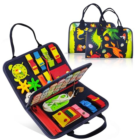 LearnToy Montessori Busy Board for Toddlers 3-5 Years, Preschool Learning & Travel Toy, Fine Motor Skills Educational Sensory Development Board for Kids