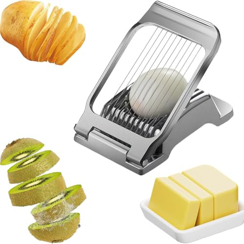 Stainless Steel Egg Slicer, Professional Egg Separator, Egg Slicer, Dishwasher Safe, Robust, for Eggs, Potato, Strawberries, Soft Foods