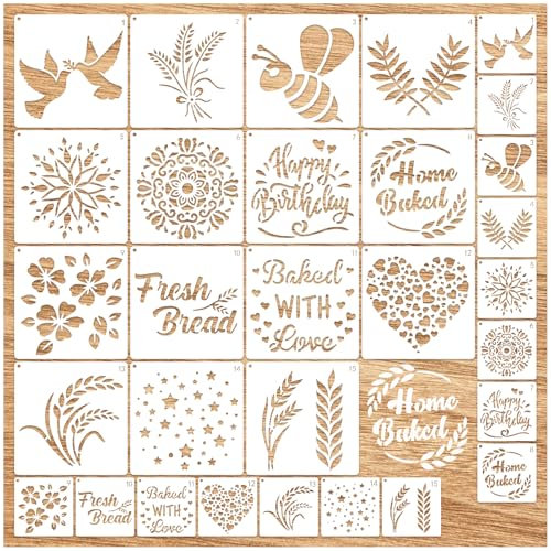 Bread Stencils for Sourdough Artisan Baking Template for Cake, Pie, or Cookie Decorating (bread30)