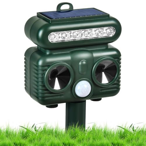 Katzenschreck, Ultraschall Solar Tiervertreiber, Lampelc Katzenschreck und Marderabwehr mit Blitzlicht Multifrequenz Gerät