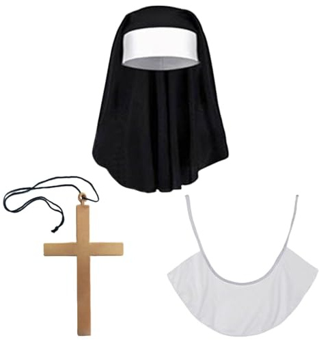 LCIEFKAE 1 Nun Veil, 1 Querhalskette, 1 Nonne Schal, Rollenspiele, Partykostümzubehör.