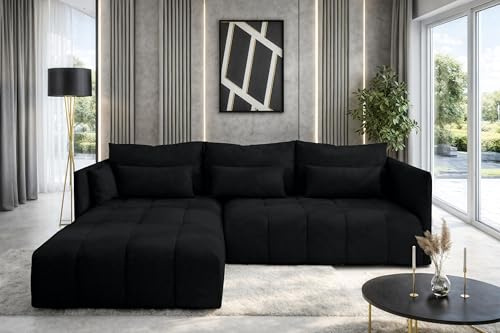 AXLIVING Ecksofa Schwarz Eckcouch mit Schlaffunktion Cosmova 245 cm