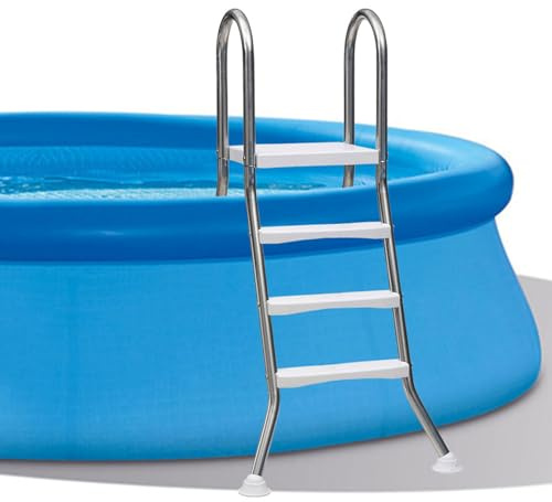 AIBOTY Scala per Piscina a Doppia Faccia Alta 33/43/53/63 Pollici per Nuoto Fuori Terra, capacità di carico 250 kg, Telaio in Acciaio Inossidabile 304 con gradini a Doppia Faccia in plastica,3 Step