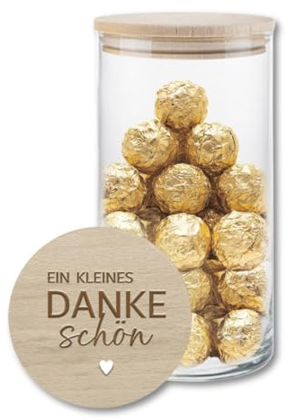 mamir home Ein kleines Dankeschön – personalisiertes Vorratsglas mit Gravur | Geschenk für Erzieherin, Kollegin, Lehrer, Hebamme | Geschenkidee Abschied Kollegen | 3 Größen (L (1210ml))