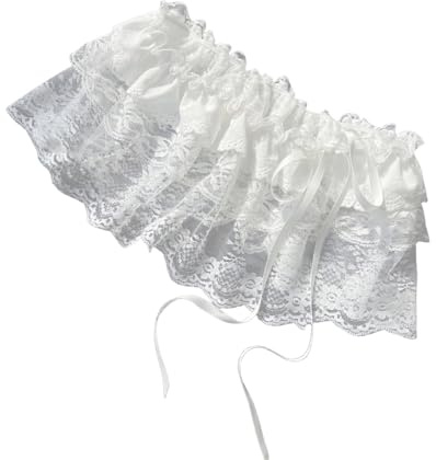 XINYIN Jupe asymétrique avec bordure en dentelle florale pour femmes, tenue décontractée de club, taille ajustable Balletcore, jupe irrégulière élégante blanche à fleurs, taille unique