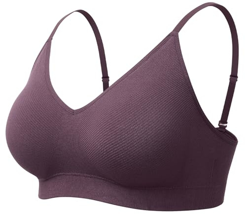 momcozy Nursing Bras for Breastfeeding and Sleep, Seamless Soft & Stretchy Maternity Bra, V Neck Wireless Pregnancy Bralette