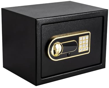Caja fuerte digital con protección de contraseña, caja fuerte de seguridad de acero para el hogar, oficina, hotel, ideal para guardar dinero, objetos de valor y documentos