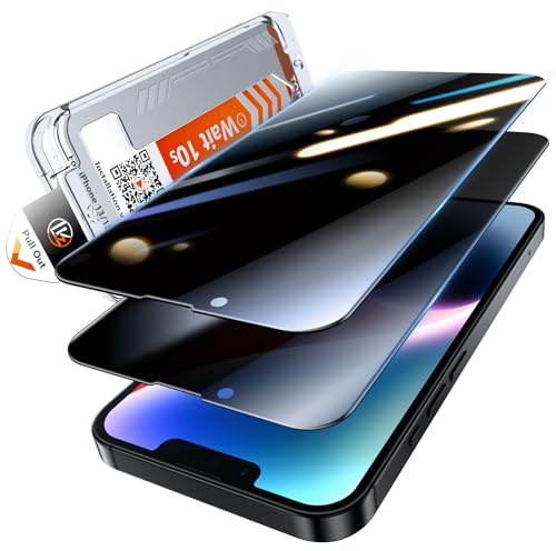 LK 2 Pack for iPhone 16e/iPhone 13/13 Pro/iPhone 14 Privacy Screen Protector, 2 Pack Anti-Spy Tempered Glass Film, Auto Dust-Elimination Installation Tool, No Bubbles No Dust Anti-Scratch