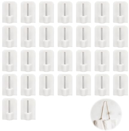 HstiaLving 30 Stück Gardinenhaken Selbstklebend, Klebehaken Gardinenhaken SelbstklebendeGardinenhaken Weiße Selbstklebende Haken für Vitragestangen Gardinenstangen Vorhangstangen Bistrostangen