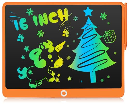 LEYAOYAO LCD Schreibtafel Spielzeug für Kinder,16 Zoll Maltafel Zaubertafel, Bunte Zeichentablett, Geschenke für 3-8 Jährige Mädchen Jungen (Orange)