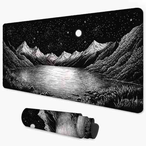 Alfombrilla Ratón Negro Mouse Pad 1000x500 mm, Grande Alfombrilla Gaming Montaña con Superficie Especial Que Mejora la Velocidad y la precisión, Mousepad Impermeable para Gamers, PC y Portátil 3Y-542
