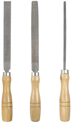 sourcing map 3pcs Wood Rasp File Set 6 Steel Flat/Round/Half-Round Cut File Rasp Multifunctional Hand Files with Wooden Handle for Woodworking Sharpening Wood Metal