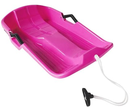 Zanthicia Slittino da neve per erba con maniglie a fune per e pattinaggio, slitta da snowboard, slittino, scooter neve, resistente e durevole. per erba, orientabile, Rosa, 65x42x14cm