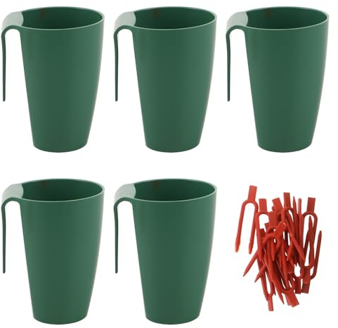 GARIOUANS Set 5 Tazze di Plastica per Propagazione Fragole con Forca per Piantare, Vasi da Trapianto Leggeri per Piante da Interno ed Esterno, Contenitori con Drenaggio per Crescita Radici