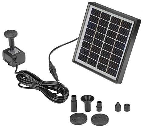 Dioche Justerbar Solpanel 2W Svart Energibesparande Solenergi Fontänpump - Högeffektiv Vattenstråledesign Lämplig för Trädgårdar, Fågelbad och små Dammar
