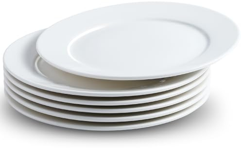 Incisite 6 Pcs Ceramic Plates, 20.7 Cm, White | Appetizer Plate for Kitchen, Porcelain Dessert Plates, Microwave Dishwasher Safe for Appetizers Dessert Salad