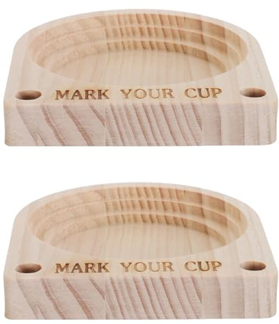 Toyvian Portabicchieri in Legno per Feste con Fessura per Pennarello, Organizer per Tazze Usa e Getta da Cucina, Dispenser Doppio 12,7x11,5x2 Cm, Set da 2 Pezzi per Picnic e