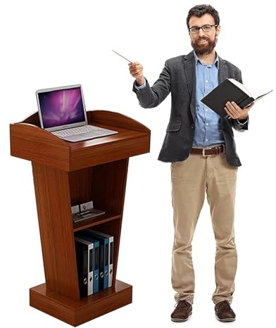 JIANSMZ Lecture Pulpit,Simple Lecterns Particle Board Laptop Desk Teacher Podiums with Open Storage Podium Stand Conference Table Podium Stand