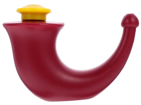 ADOCARN Pot de Yoga pour Rinçage Nasal en Plastique Rouge Adaptateur Ergonomique et Base Plate pour Irrigation des Sinus et Nettoyage Confortable