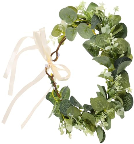 SAFIGLE Accessoires de couronnes photographiques vert feuilles en plastique et fil fer léger réglable pour cérémonie et plage