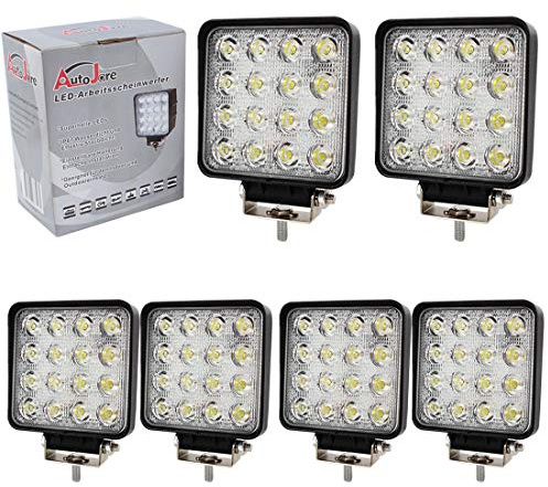 AUTOJARE 4inch 48W LED Arbeitsscheinwerfer Offroad Scheinwerfer Zusatzscheinwerfer, 12V 24V LED Offroad Flutlicht Reflektor Scheinwerfer Arbeitslicht für SUV ATV Truck Boat Tractor (6 Stücke)