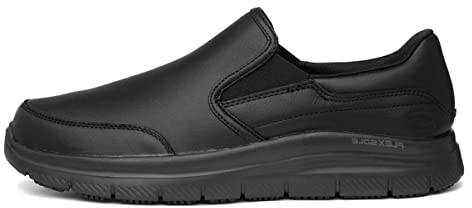 Skechers Mens Flex Advantage Sr - Bronwood Slip On Trainers, Black Leather, 9.5 UK
