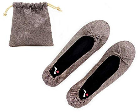 Wedding Mates Glitter Roll up Shoes Great for Any Occasion (4-5 UK, Pink Glitter)