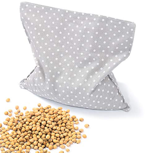 Amilian Kirschkernkissen 22 x 22cm Wärmekissen Wärmekompresse Körnerkissen Kirschkernsack Kirschkern Kissen für Kinder Erwachsene ideal als Massagekissen Kältekissen Pünktchen KLEIN Grau