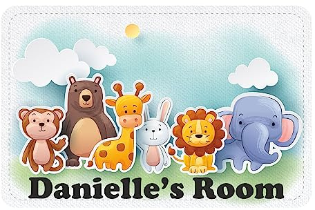 Cute Baby Animals Kids Bedroom Door Sign Personalised
