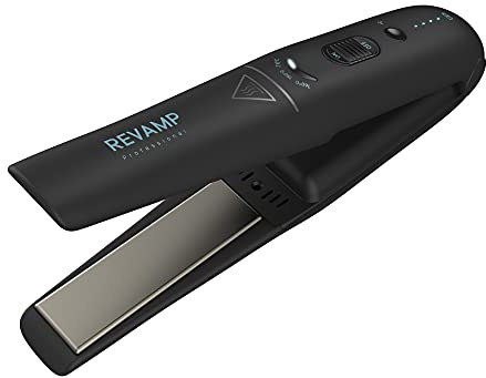 REVAMP Liberate Cordless Compact Ceramic Hair Straightener - Cordless Hair Straighteners, Rechargeable Battery Travel Straightener, Portable Straighteners for Straight, Curl & Wavy Styles - Black