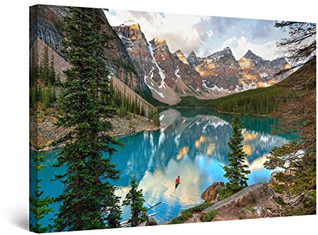 Startonight Impression sur Toile Lac Lumineux Clair de Montagne - Tableau Abstrait - Decoration Murale Salon Moderne - Image sur Toile - Grande 80 x 120 cm Idée Cadeau Élégante et Originale