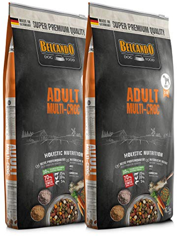 BELCANDO Hundefutter Adult Multi-Croc 2x 12,5 kg, Trockenfutter für erwachsene Hunde, leicht verdaulich, Saucenüberzug, Made in Germany