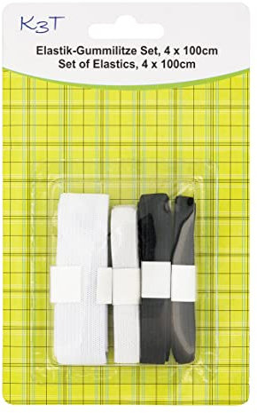 K3T Elastik Gummilitzen/Gummibänder 4er Set, Farben schwarz und weiß sortiert, Art.Nr. 81104-K3T