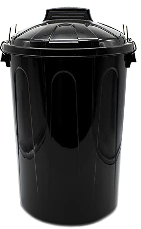 CABLEPELADO Cubo de Basura con tapa, Cubo basura Industrial, Cubo basura Plástico con asas metálicas, Contenedor residuos, 55 cm alto x 44 cm Diámetro superior, Capacidad 51 Litros, Negro