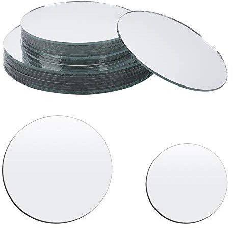 PH PandaHall 20 st 7,6 cm/10 cm rund form glas spegelplattor små speglar för kompakta hopfällbara spegeltäckformar, inredning och DIY hantverk