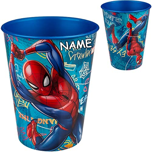 alles-meine.de GmbH 3 in 1 - Trinkbecher/Zahnputzbecher/Malbecher - Becher - Spyderman - inkl. Name - 260 ml - BPA frei - Trinkglas - Kunststoff Plastik - Kinder - Baby Mädch..