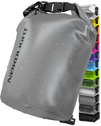 Nordlight Dry Bag 20L Wasserdichter Beutel - (Grau) Wasserdichter Packsack Mit Roll Top Verschluss Und Schultergurt | Schwimmen, Baden, Strand, Kanu, Stand Up Paddling, Tauchen