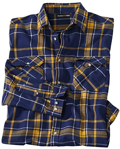 ATLAS FOR MEN - Camicia a quadri in flanella, manica lunga, disponibile in taglie forti, dalla M alla 5XL, L